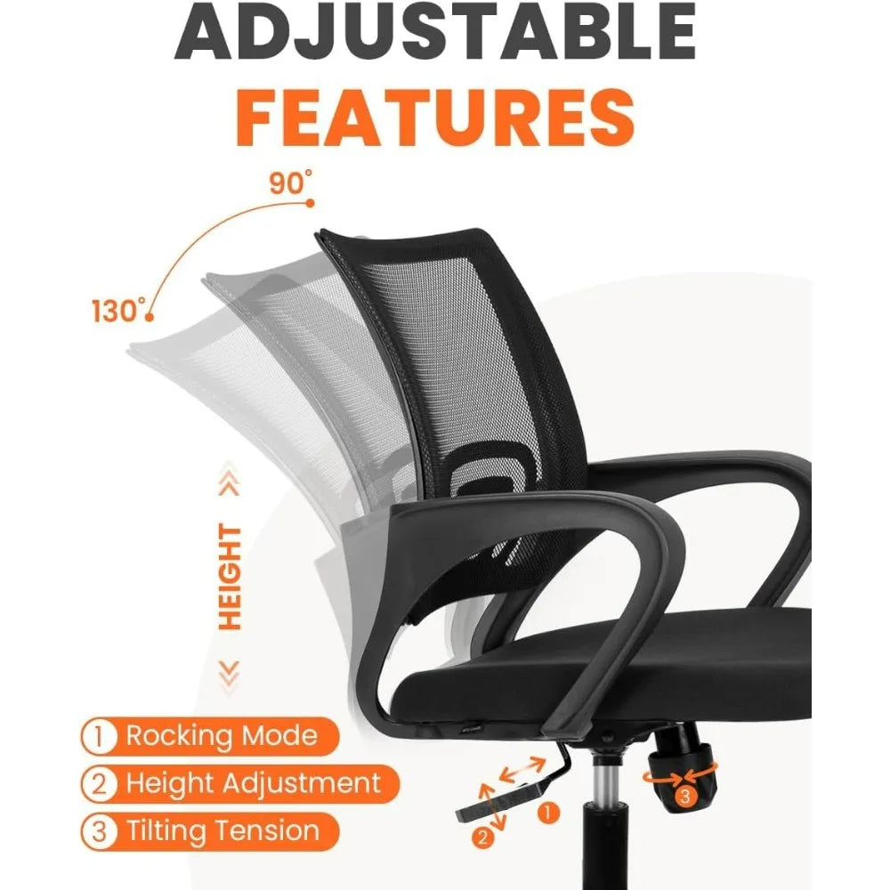 Mesh Gaming Office Chair With Lumbar Support And Adjustable Height