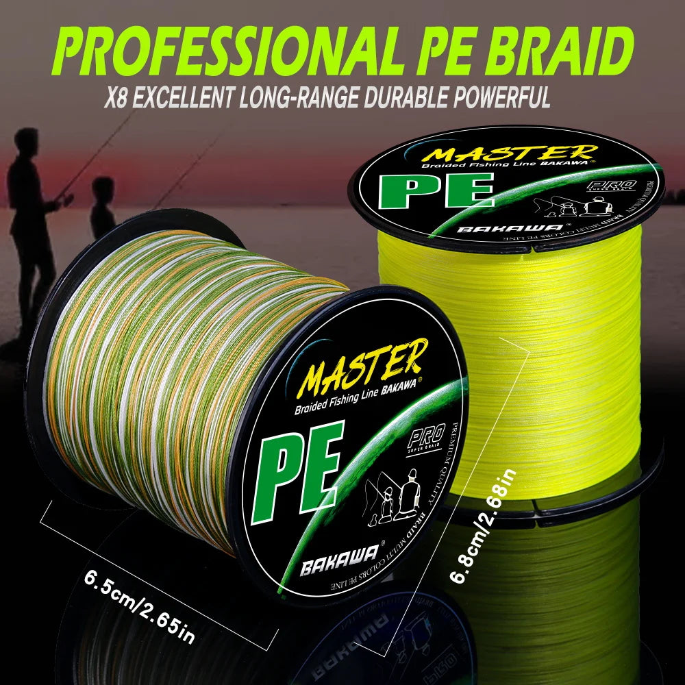 Bakawa 300M 8 Strand Braided PE Fishing Line For Saltwater Casting