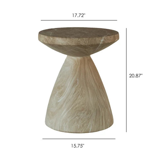 Cement Patio End Table Faux Terrazzo Modern Round Side Table