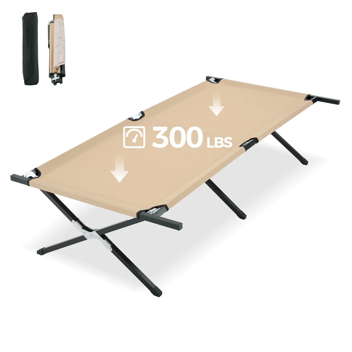 Folding Camping Bed 300 LBS Capacity Cot Lounge read fishing 73' X 36' Cot Sturdy Frame for Outdoor extra Bed