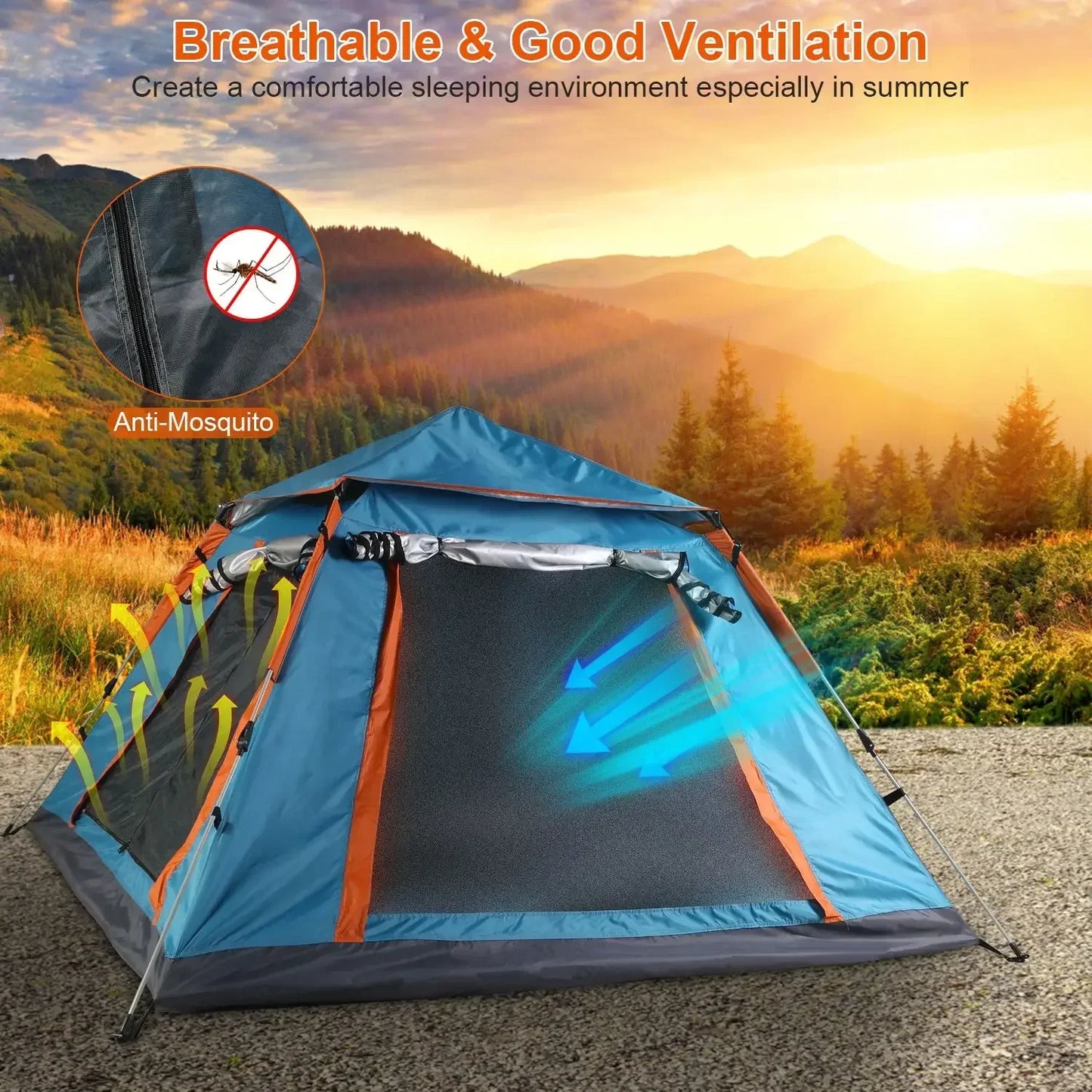 Automatic Sun Protection Hexagonal Beach Tent Waterproof For Family