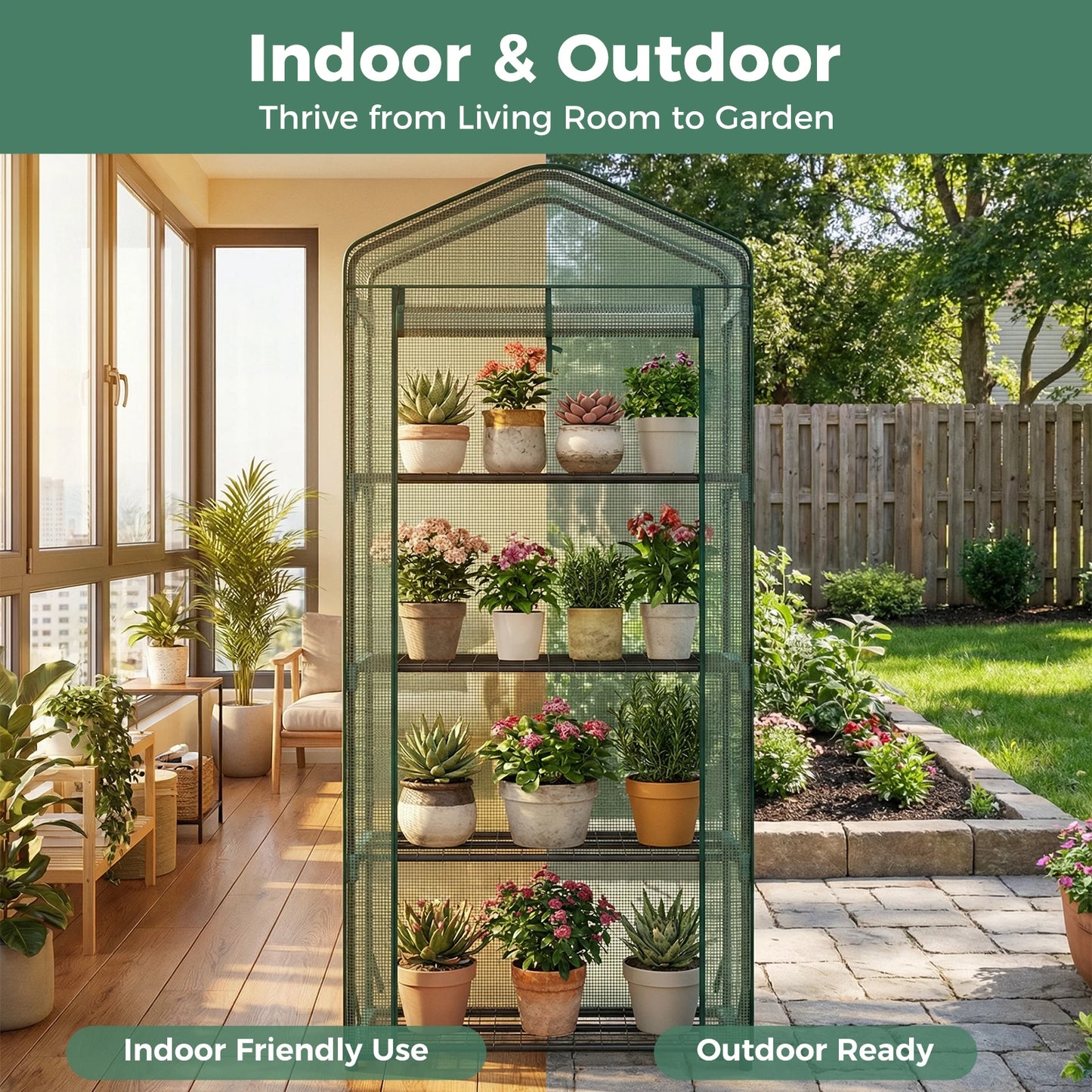 Portable Mini Greenhouse Multi Tier Rack With PE Cover Outdoor