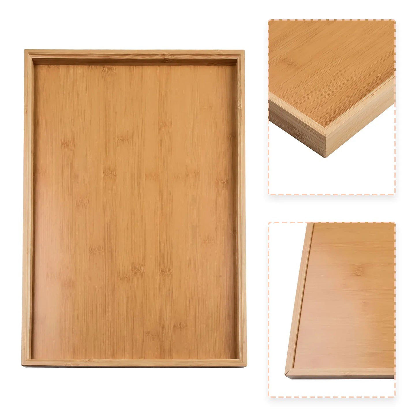 LEENKEA Bamboo Rectangular Serving Tray For Kitchen And Bar