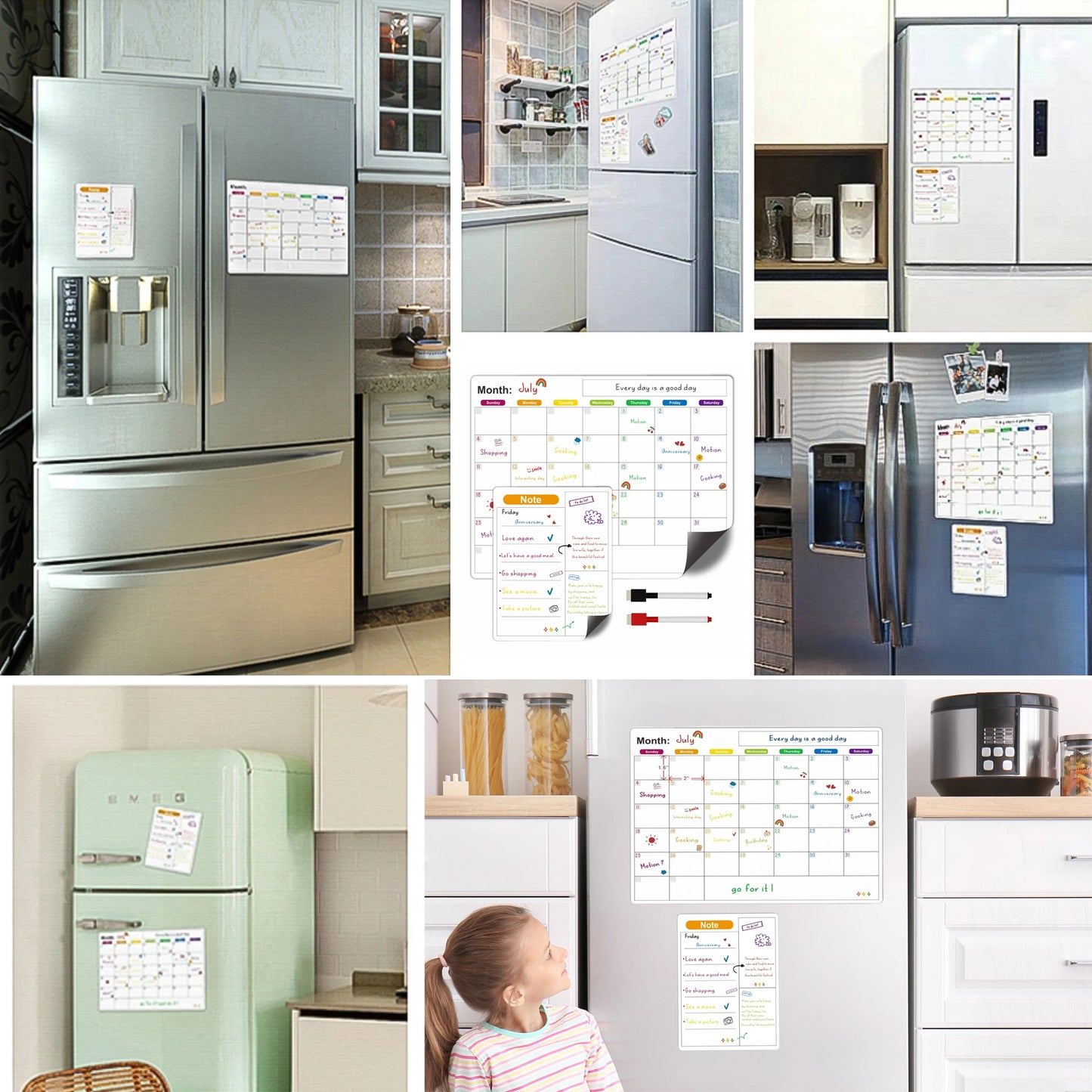 Magnetic Fridge Calendar Whiteboard Planner With Dry Erase Surface