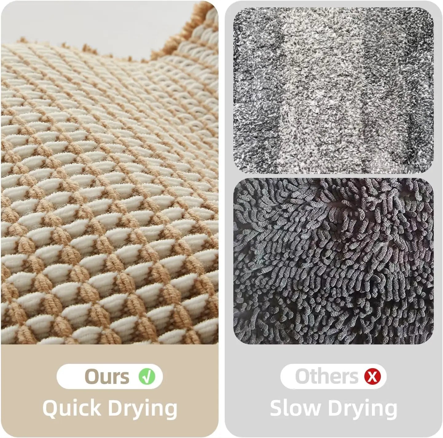 Bath Mat Set Non Slip Waffle Rug Microfiber Machine Washable