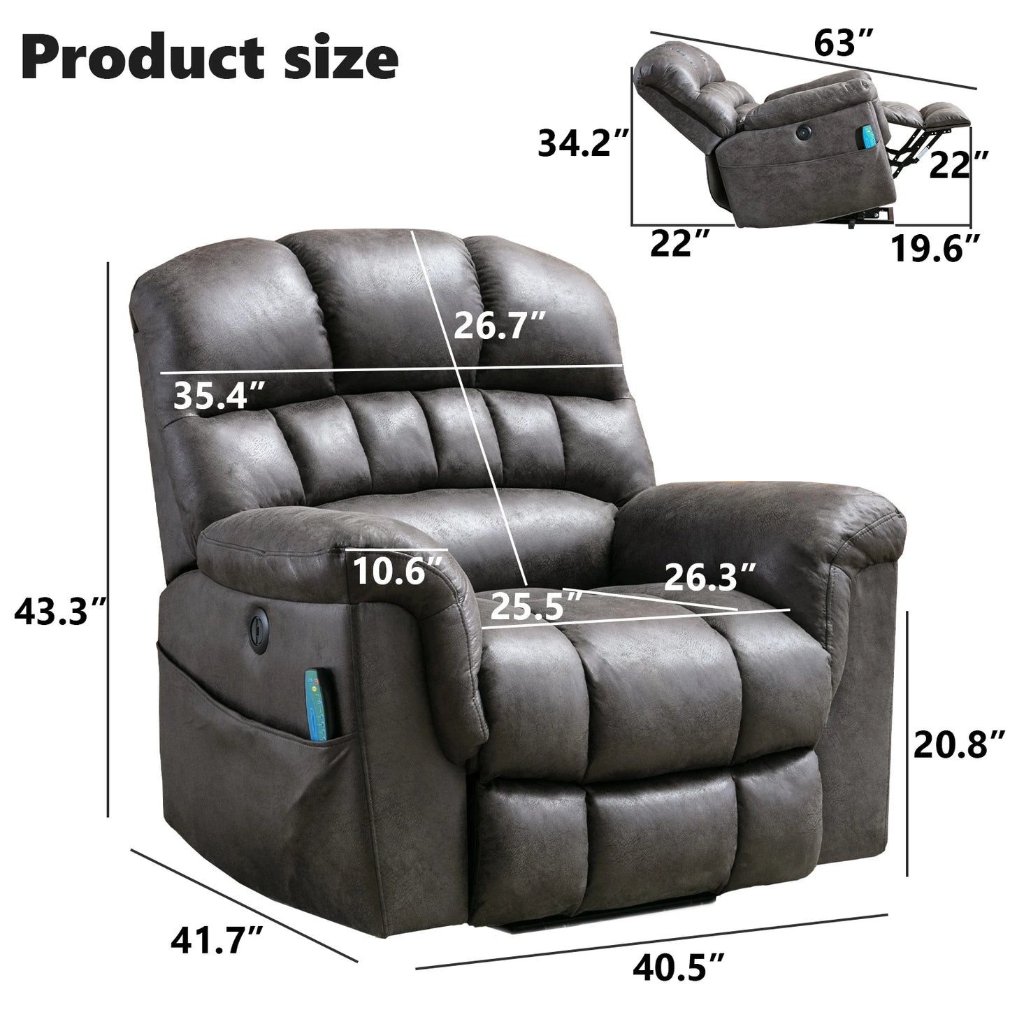 EBELLO Power Lift Recliner With Massage And Heat For Comfort