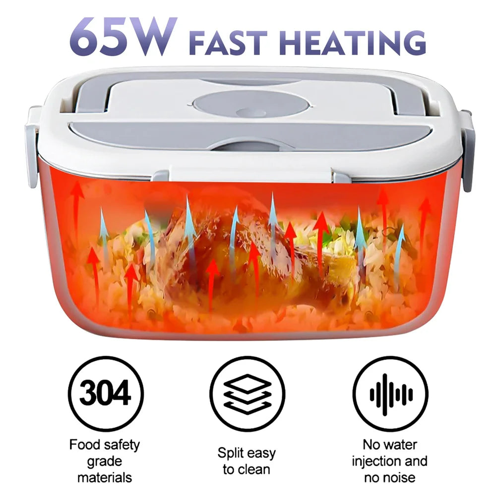 Electric Lunch Box Warmer Portable Food Heater Leakproof Car Home