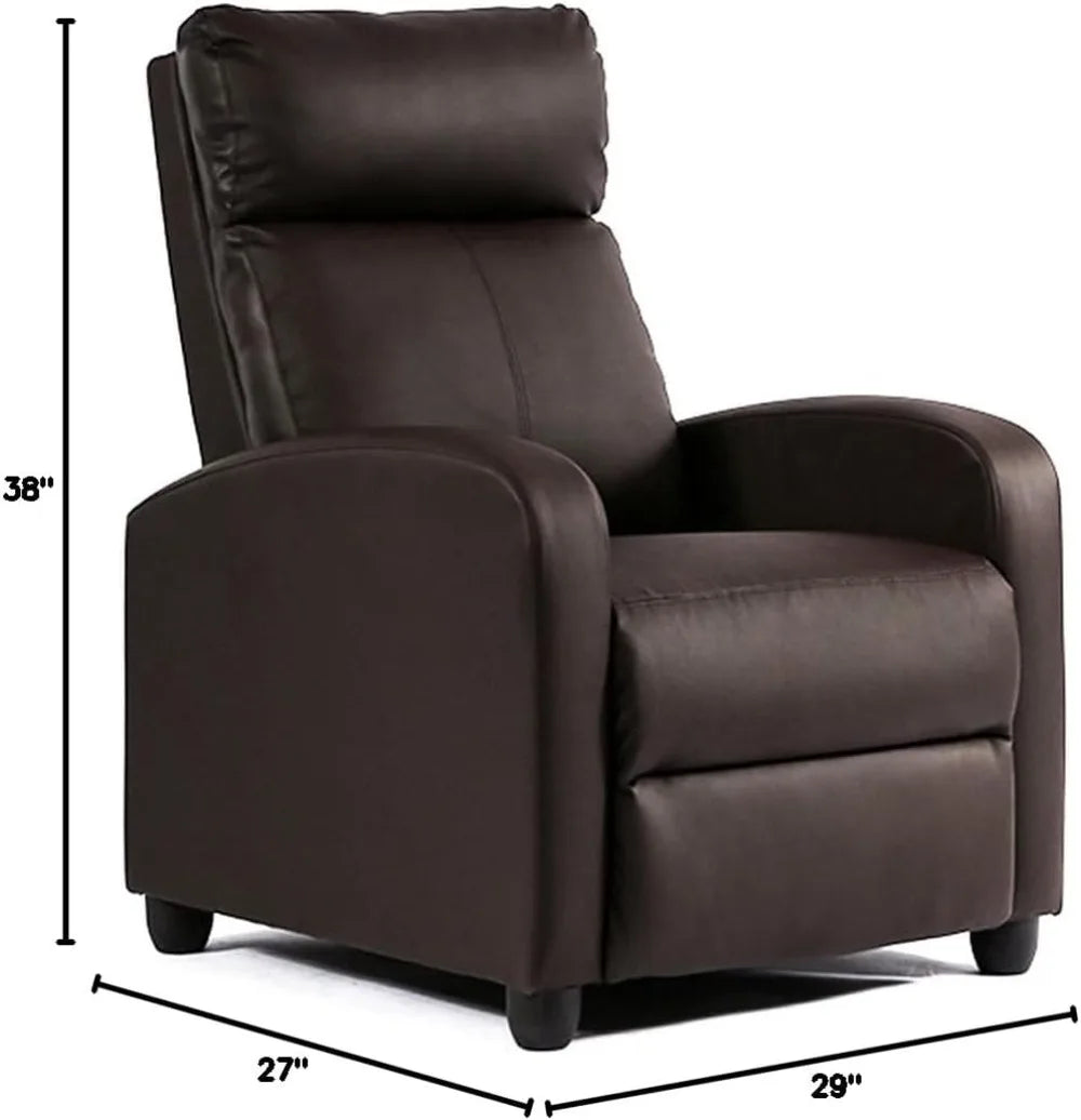 Leather Recliner Chair Home Theater Seating With Padded Backrest