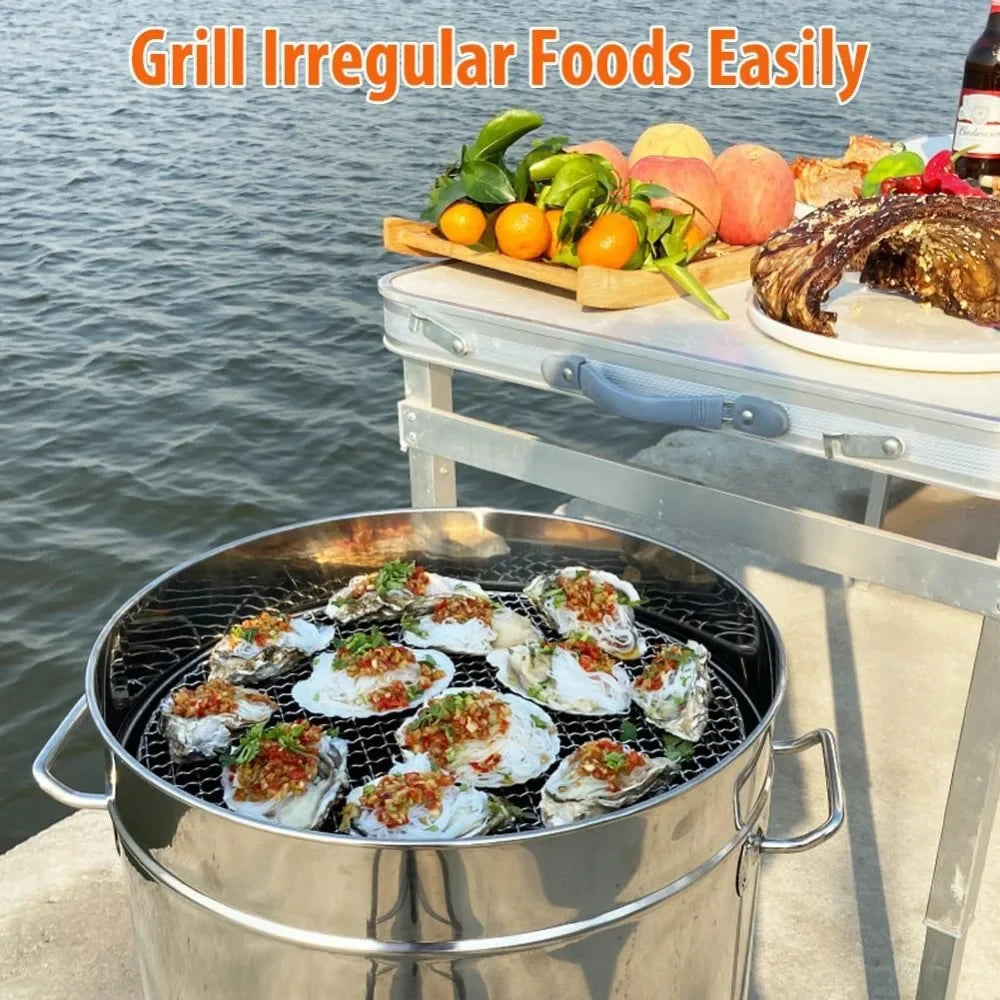 Smokeless Charcoal Grill 360 Degree Stainless Barrel With 50 Skewers