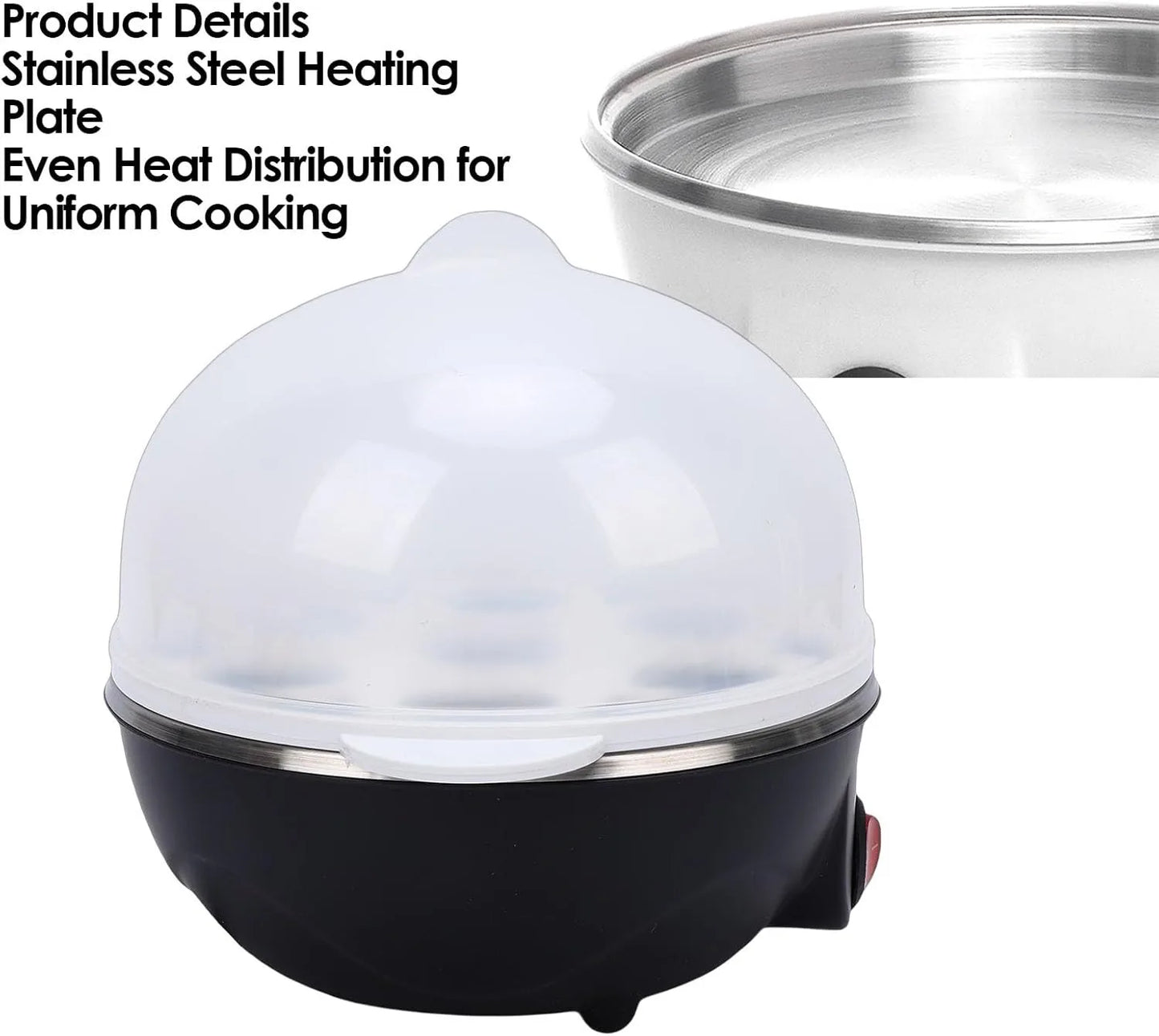 Rapid Electric Egg Boiler 6 Egg Capacity Automatic Egg Cooker Steamer for Breakfast Kitchen
