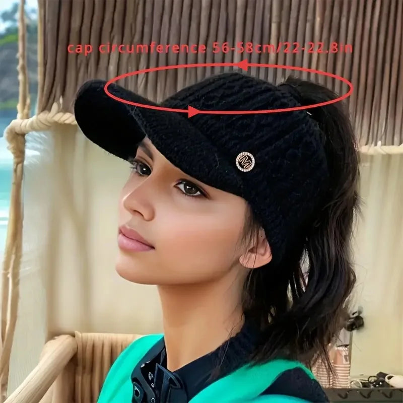 Winter Woolen Beanie For Women With Ponytail Opening