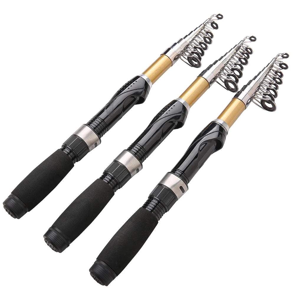 Portable Telescopic Fishing Rod Kit 1.5-2.1m Spinning Fishing Reel With Fish Line Hook Fishing Tackle
