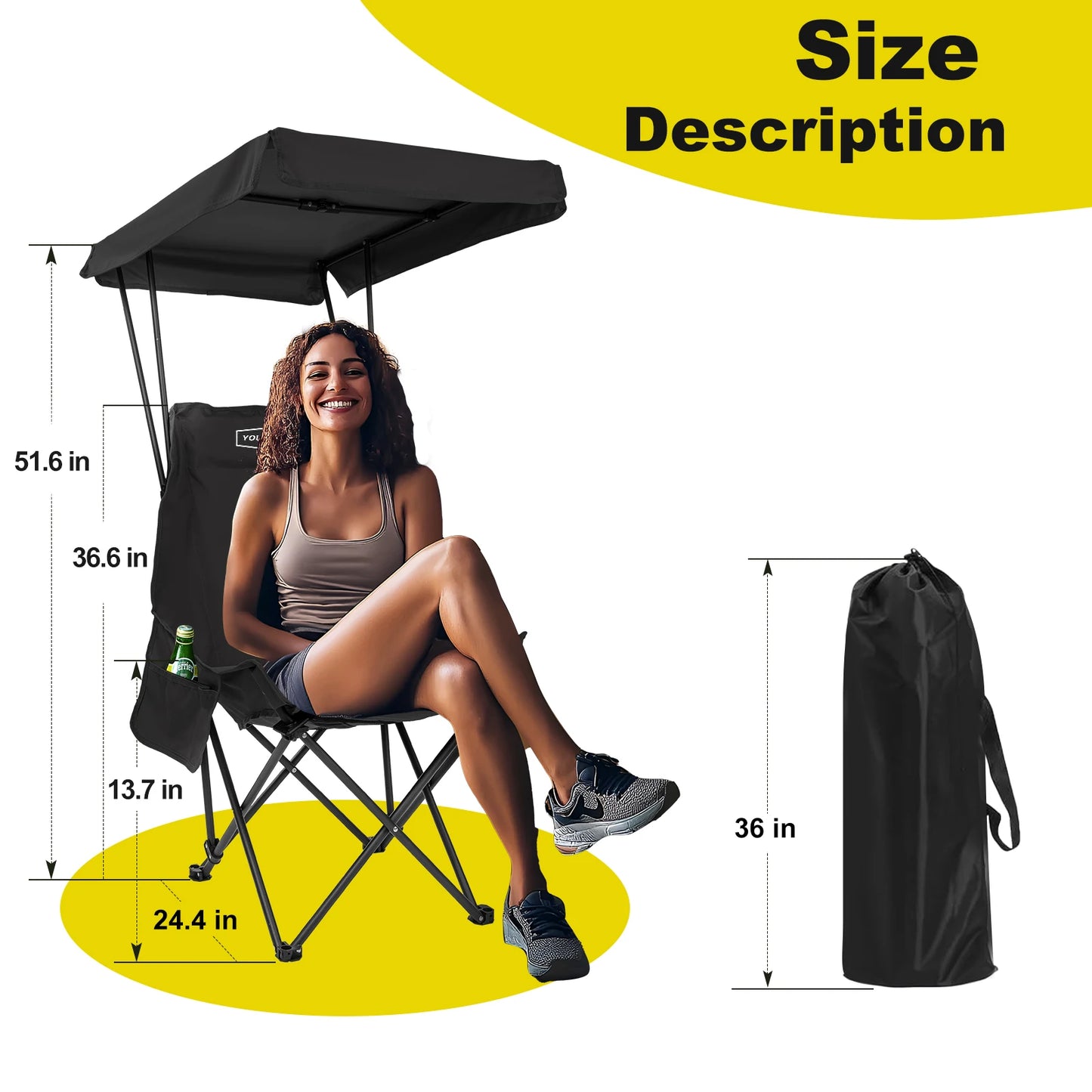 GERC Portable Camping Chair With Shade Canopy Foldable And Lightweight
