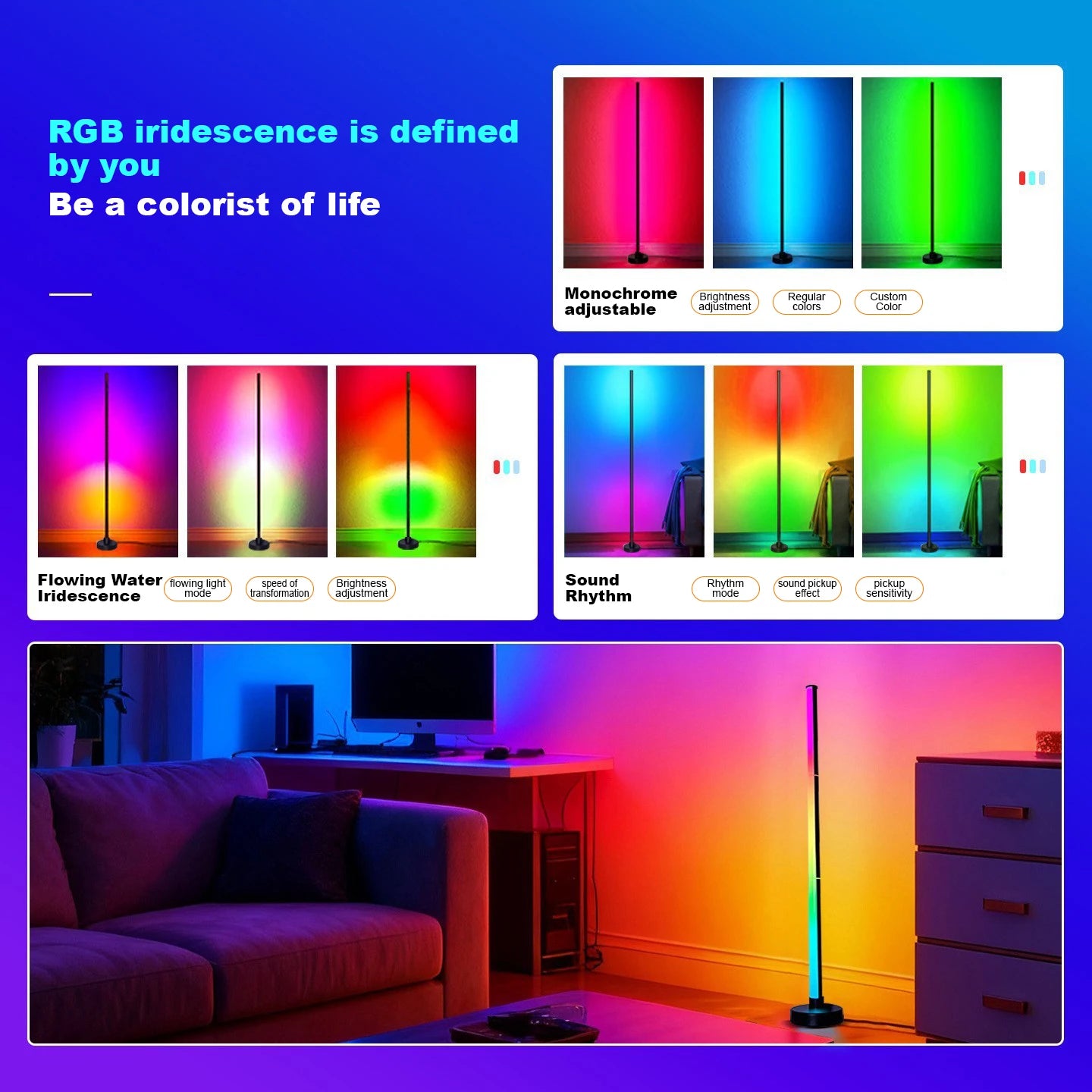 NOVEYEE LED Floor Lamp RGB Dream With Music Sync Light