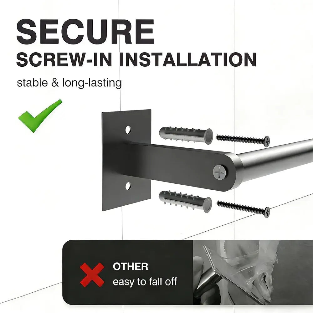 Matte Black Wall Mounted Towel Rack Stainless Steel Modern Bath