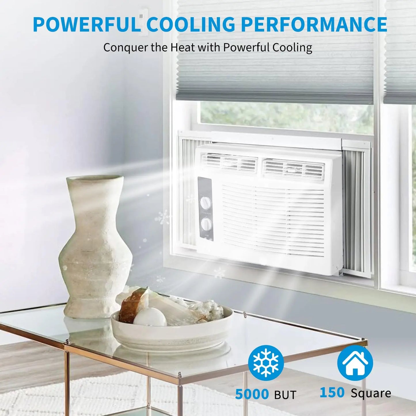 Window Air Conditioner 5000 BTU With Timer Function And Easy Install Kit