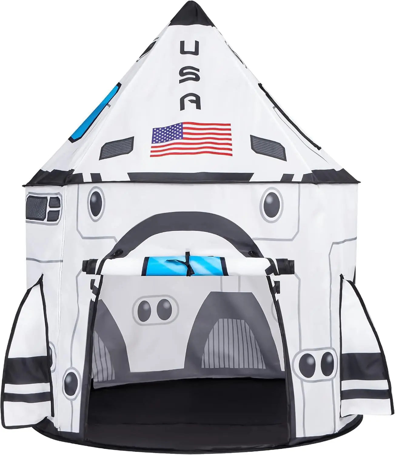 Joyfy Rocket Ship Pop Up Tent Set With Tunnel For Kids Pretend Play