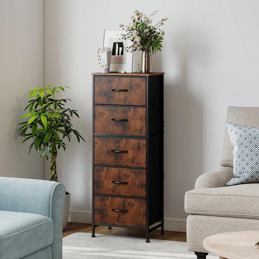 JMK Modern Fabric Drawer Storage Cabinet And Bedside Wardrobe Console