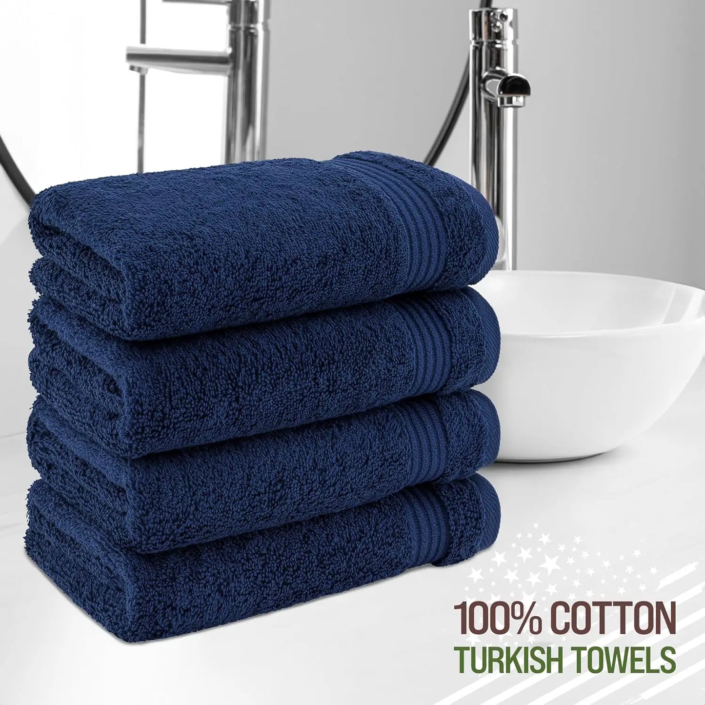 Turkish Cotton Hand Towels Set Of 4 For Home Bathrooms