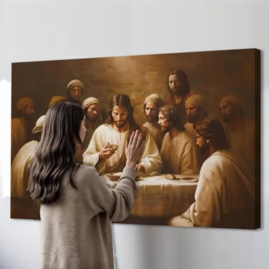 Framed Jesus Canvas Wall Art For Dining Room And Bedroom