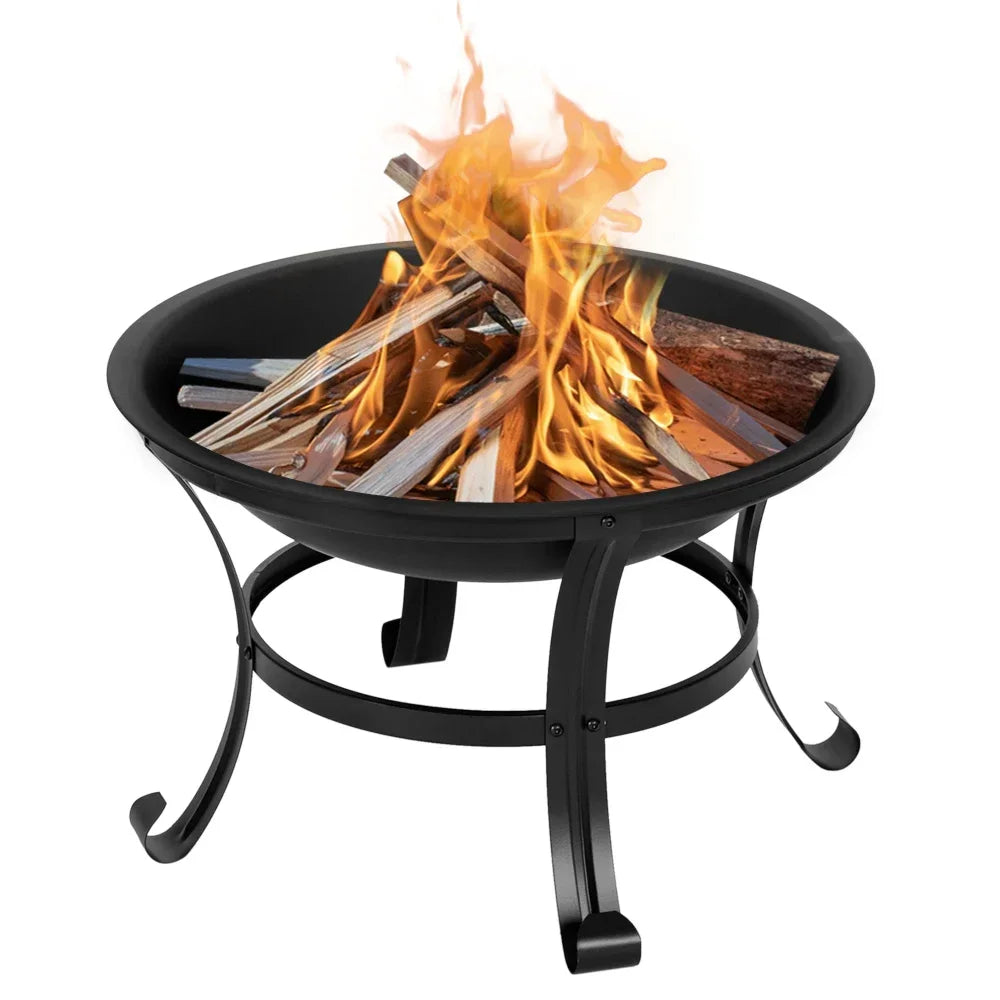 Iron Brazier Wood Burning Fire Pit Curved Feet Backyard Poolside