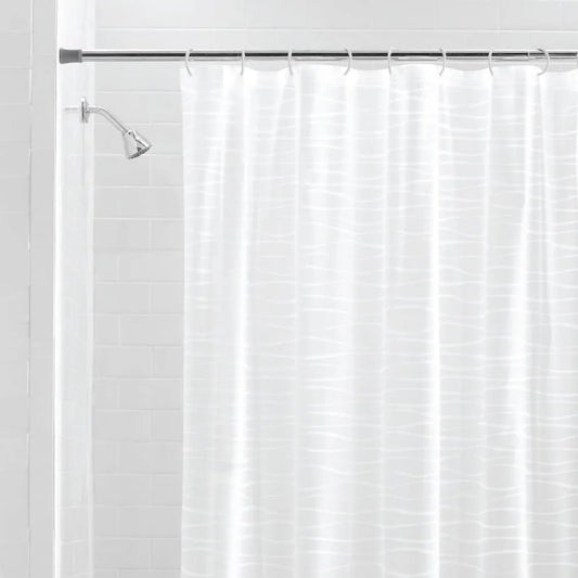 Frosted Waterproof Lightweight PEVA Striped Shower Curtain Set Includes 12 Hooks for Bathroom Decor