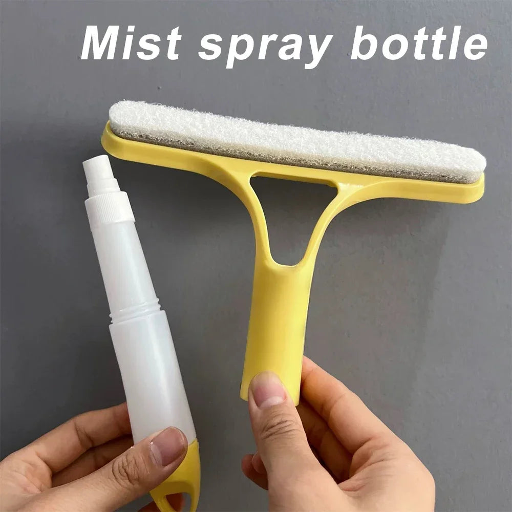 3 In 1 Glass Cleaning Squeegee With Spray Bottle Set