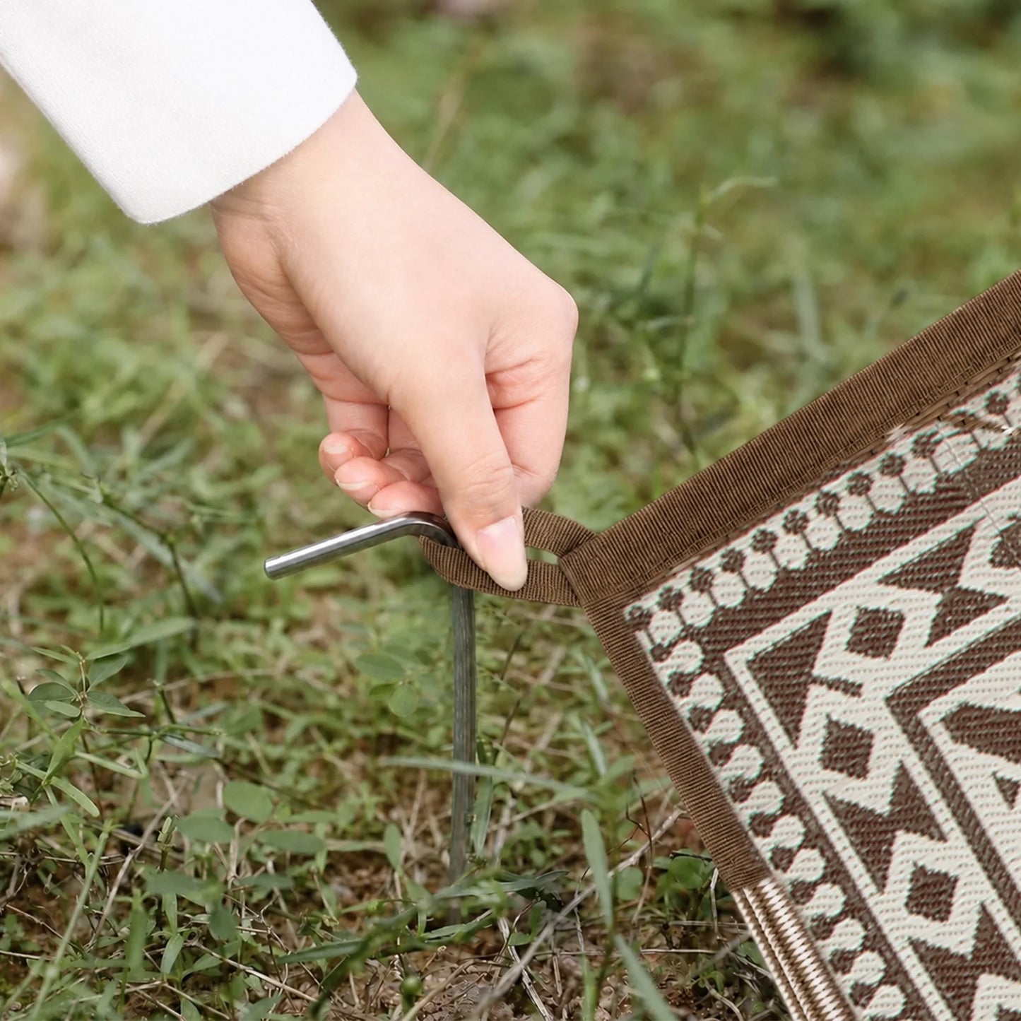 Outdoor Patio Rug Reversible Polypropylene Straw Kilim