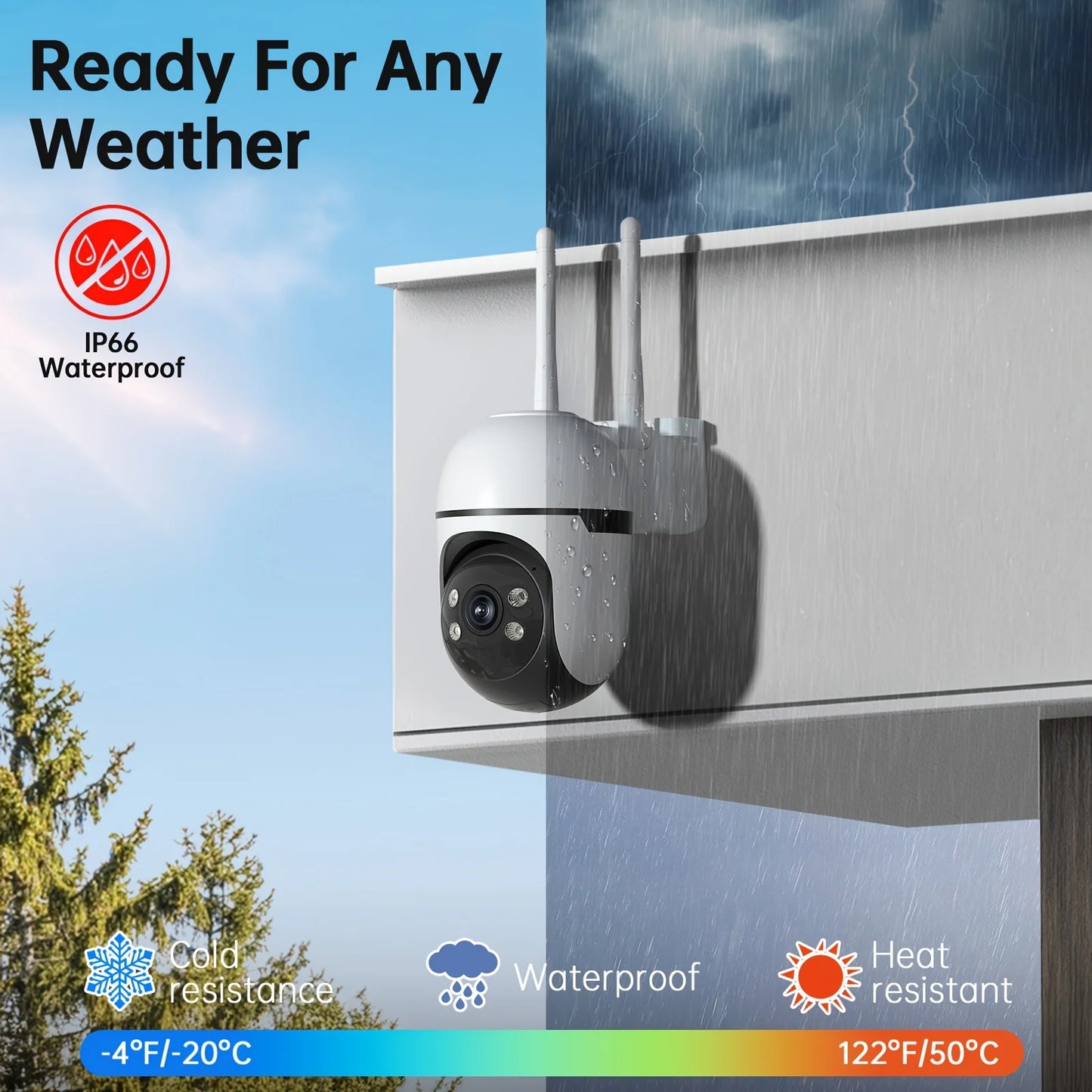WESECUU Outdoor Security Camera 360 Degree Auto Tracking 4MP WiFi
