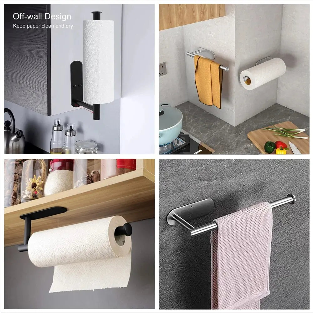 Stainless Steel Paper Roll Holder Adhesive Wall Mount Dispenser