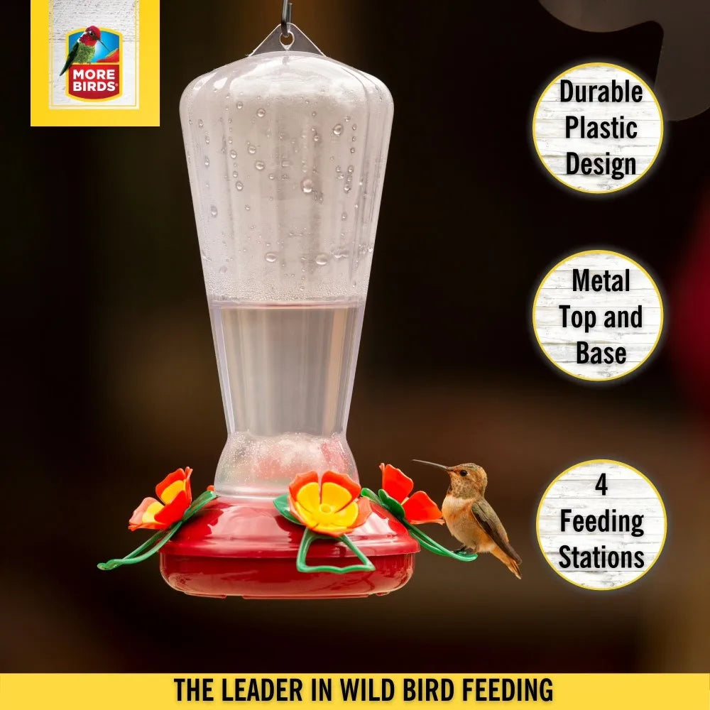 Clear Plastic Hummingbird Feeder with 25 oz Nectar Capacity Garden Flower Shaped Bird Feeder