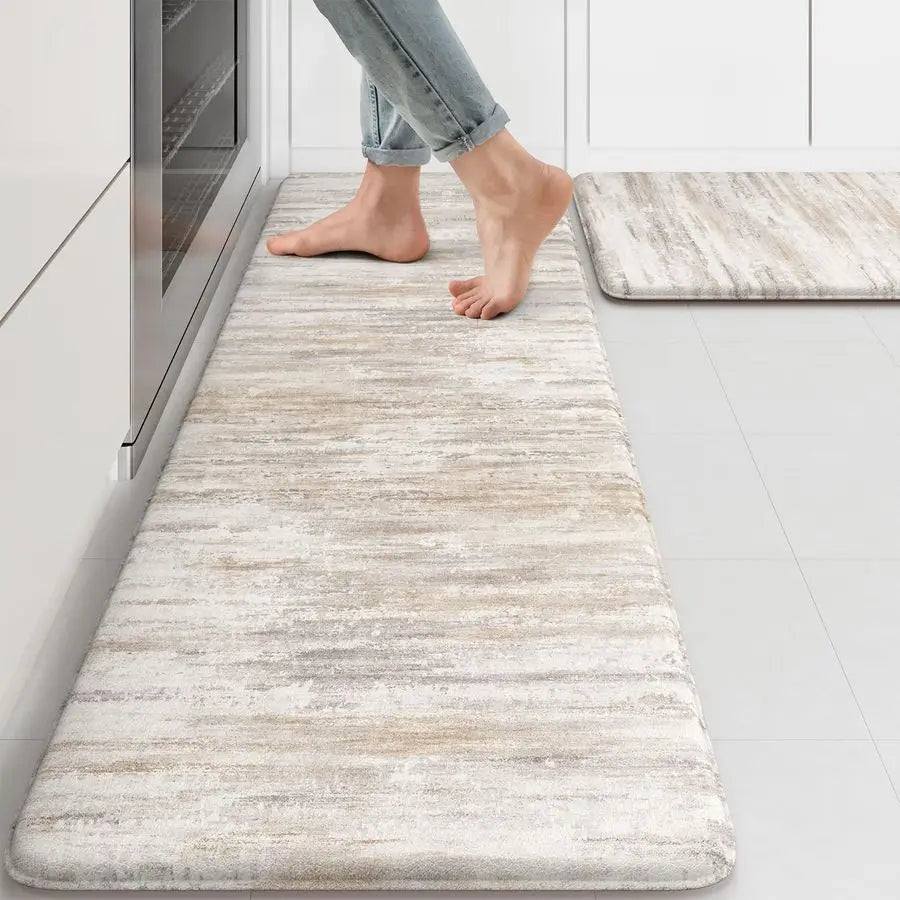 Anti Fatigue Kitchen Mats Memory Foam Cushioned 2 Piece Set