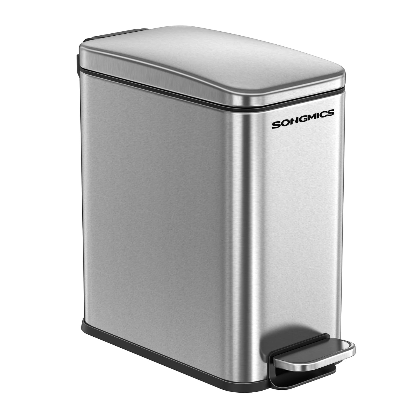 SONGMICS Slim Stainless Steel Bathroom Trash Can With Lid