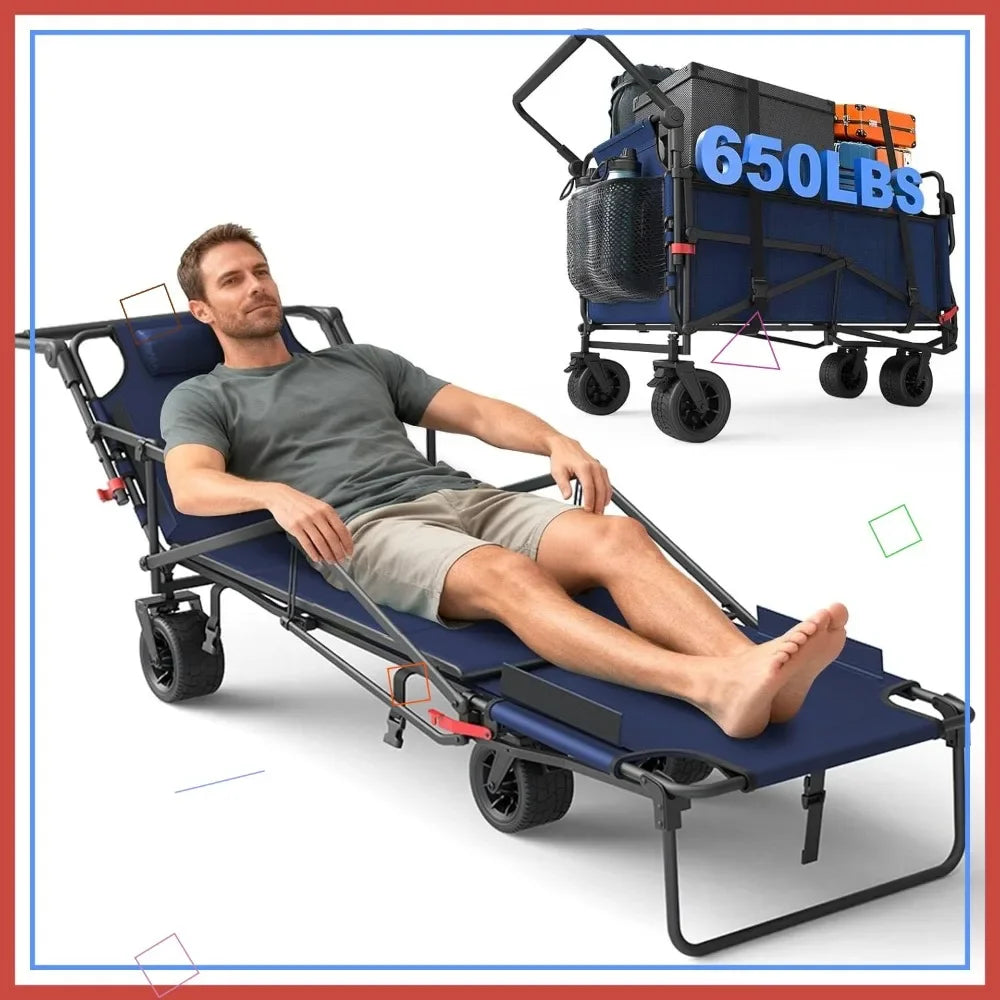 Heavy Duty Folding Wagon Cart With 650lb Capacity All Terrain