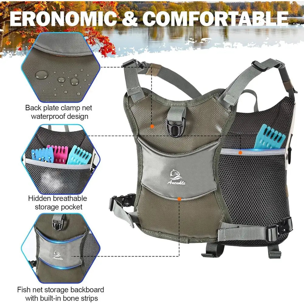 Fishing Chest Bag With Multiple Compartments Versatile Waterproof Tackle Storage