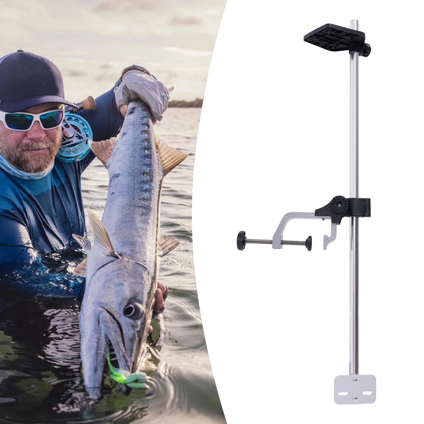 Fish Finder Mount, Portable Transducer Fish Finder Bracket 360 Adjustable Rotating, Bracket for Boat Canoes