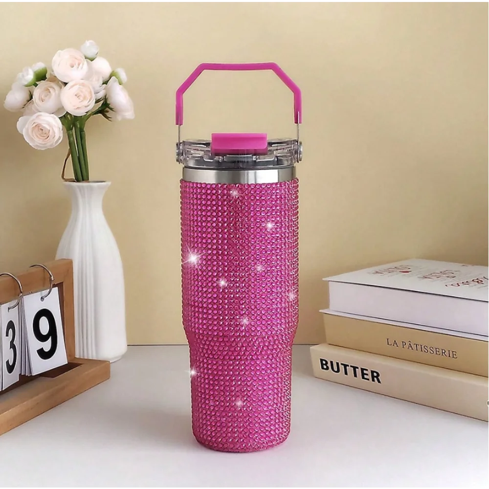 Diamond Finish Double Wall Vacuum Insulated Tumbler With Lid