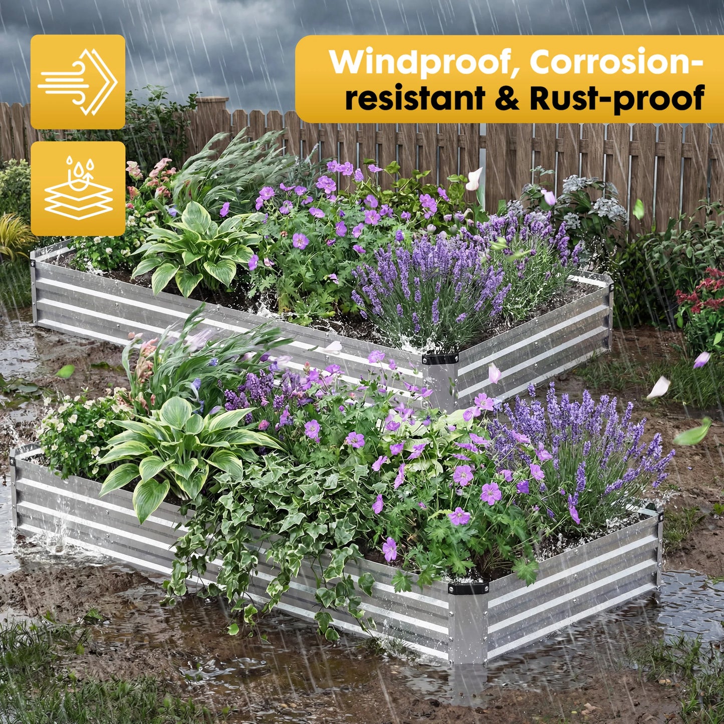 JHK Metal Garden Bed Planter Box for Vegetables and Flowers