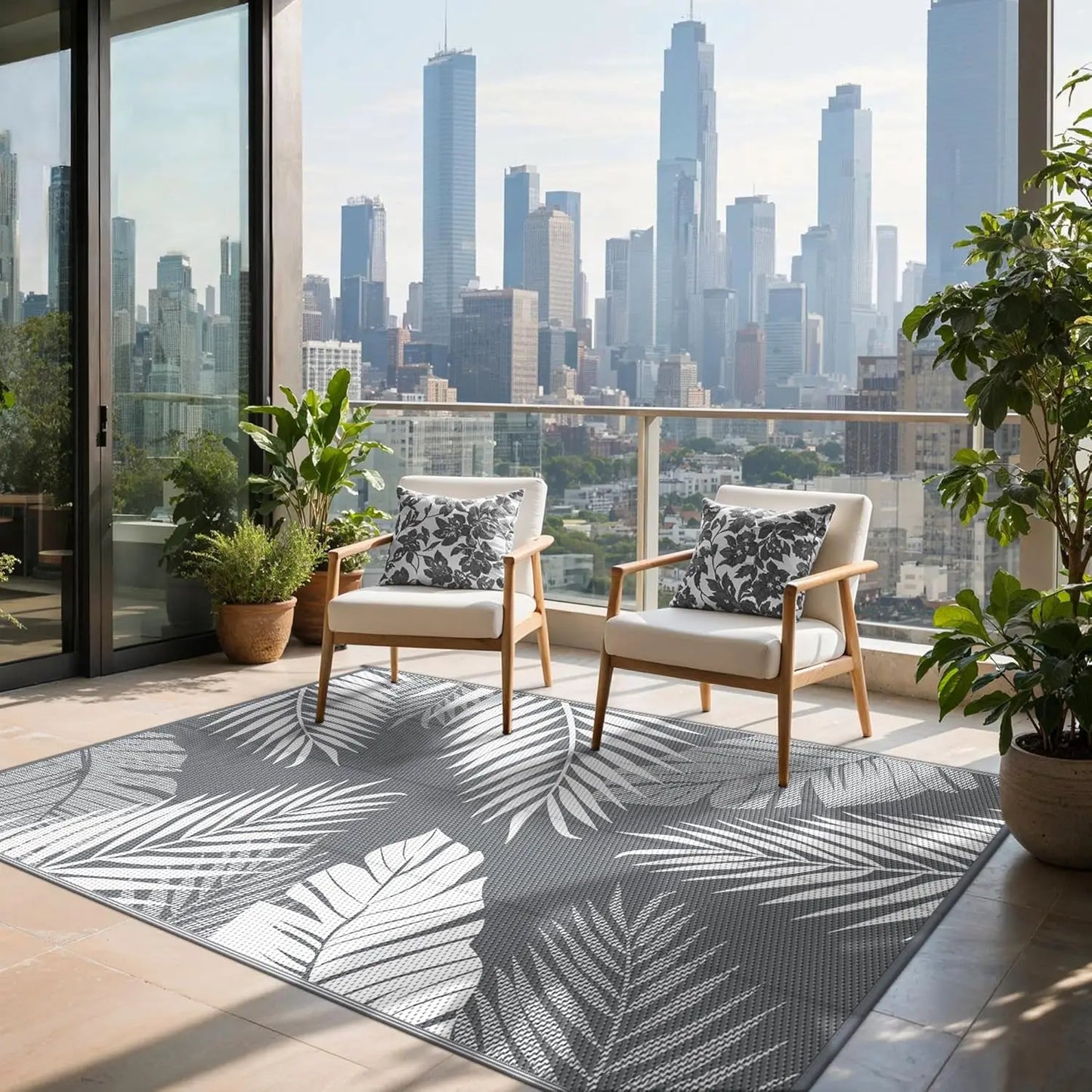 Outdoor Waterproof Reversible Rug For Patio And Camping