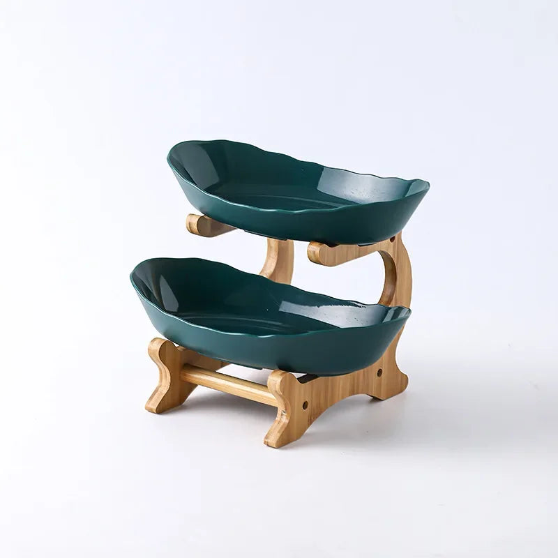 Three Layer Bamboo Fruit Bowl Tray for Kitchen and Living Room Decor