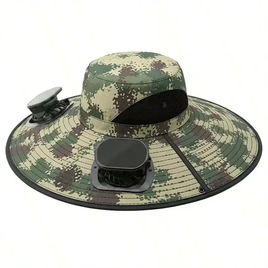 Solar Fan Cap With USB And UV Protection 180 Degree