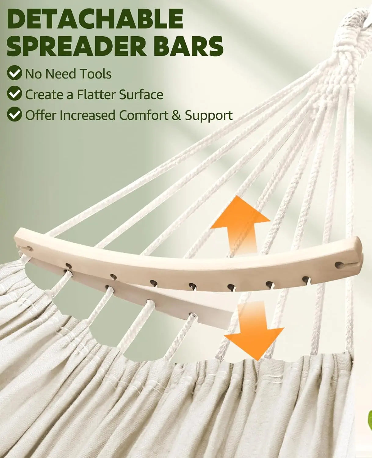 Cotton Hammock With Stand Spreader Bar Includes Straps Carabiners Pillow