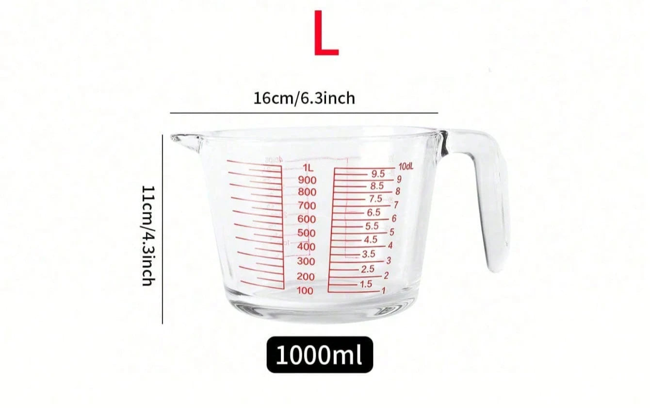 Heat Resistant Glass Measuring Cup With Handle And Scale For Kitchen