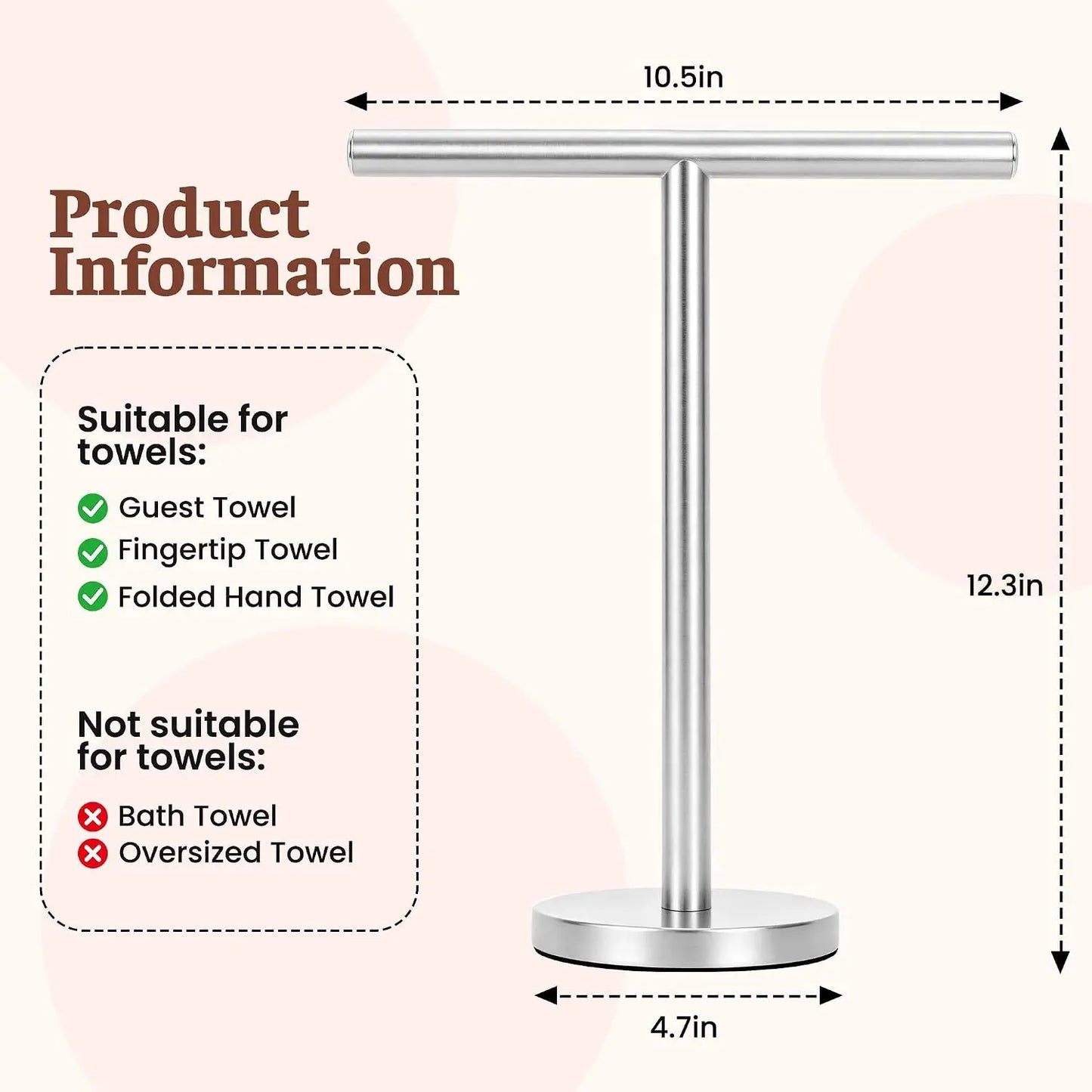 Stainless Steel T-Shape Free Standing Hand Towel Holder