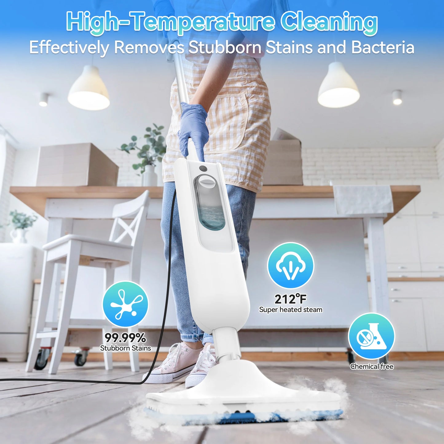 INSE 6-in-1 Powerful Steam Mop Detachable Floor Cleaner