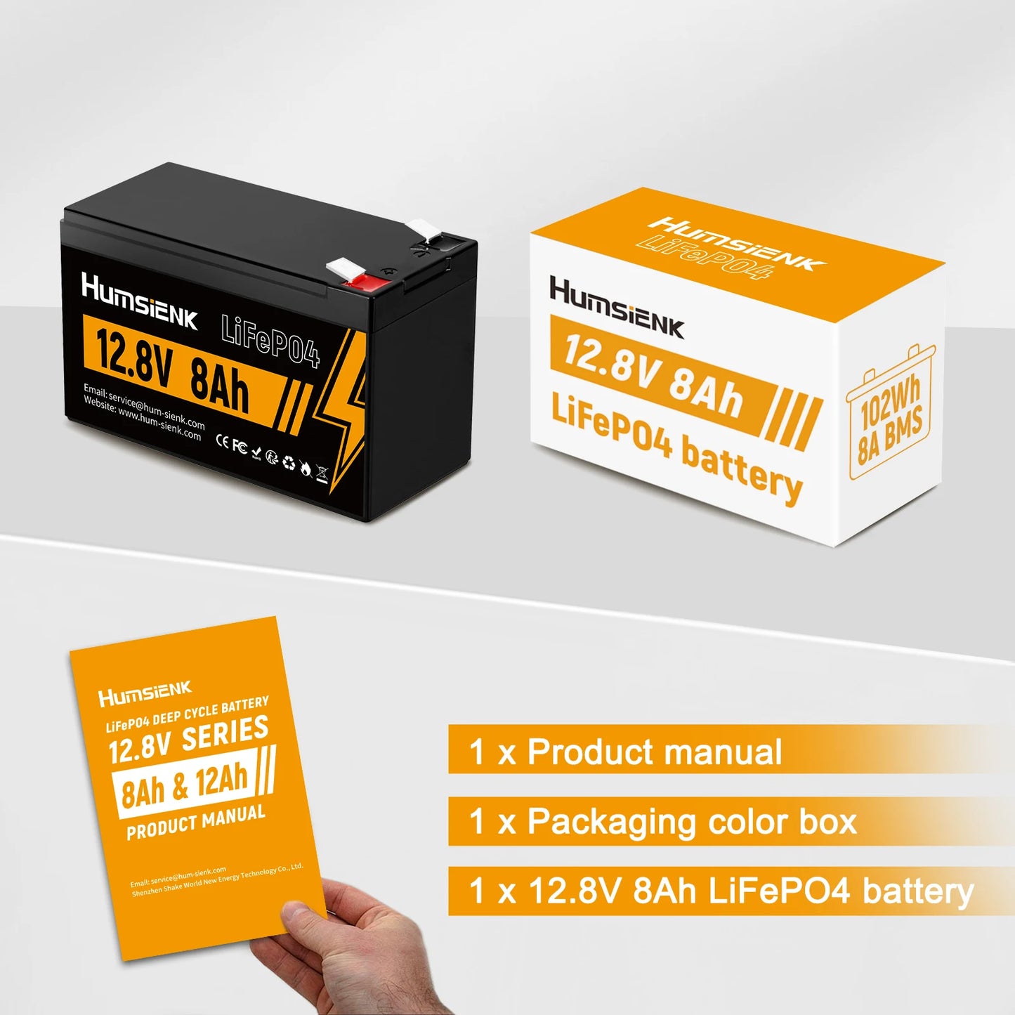 Humsienk LiFePO4 Battery 12V 8Ah Home Energy Storage