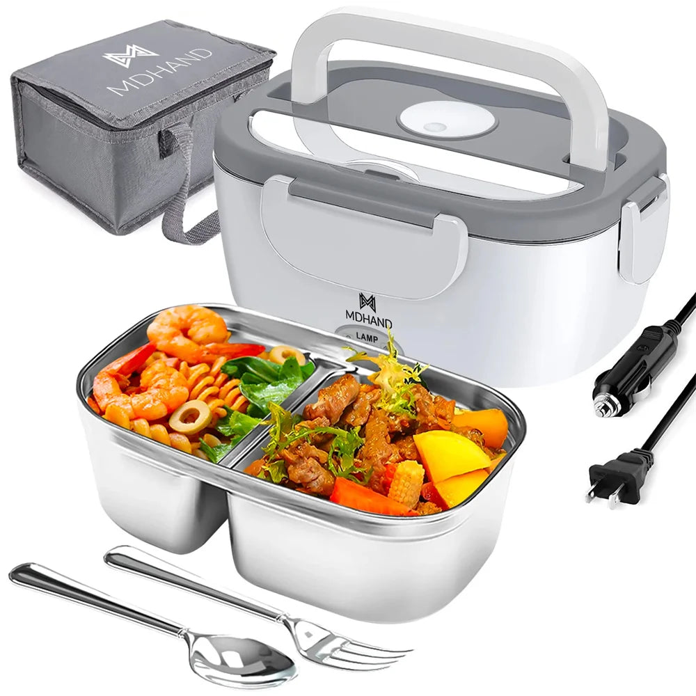 Electric Lunch Box Warmer Portable Food Heater Leakproof Car Home