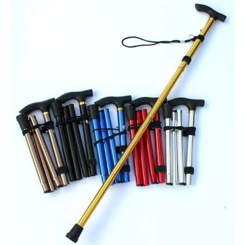Aluminum Folding Walking Cane Trekking Poles With T Handle Outdoor