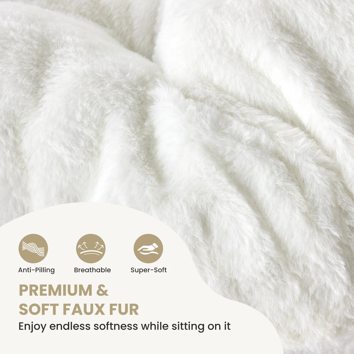 28IN Cozy Saucer Chairs Soft Faux Fur Large Size Folding Lounge Living Room Padded Seat Metal Frame Reading Chair Furniture