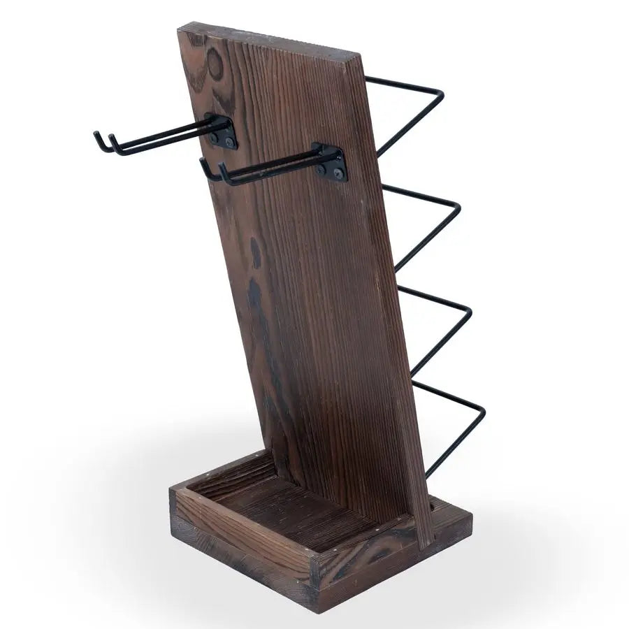 XMSJ Rueda Tabletop Wine Rack For Four Bottles And Stemware Cork Storage